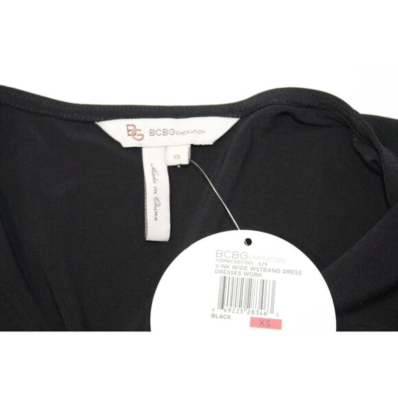 NWT BCBGeneration Black Wide Waistband V-neck Cocktail Dress Work Shift Size XS - Picture 8 of 9